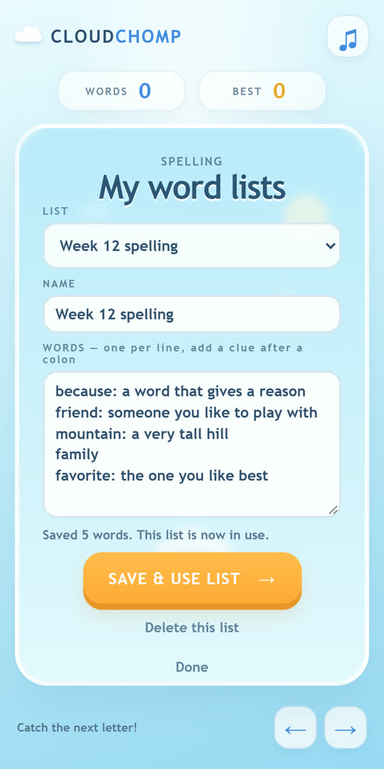 Your own word lists